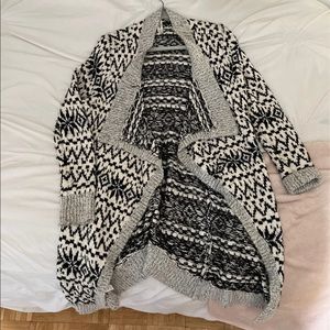 Bethany Mota Women's Cardigan Sweater Black And White